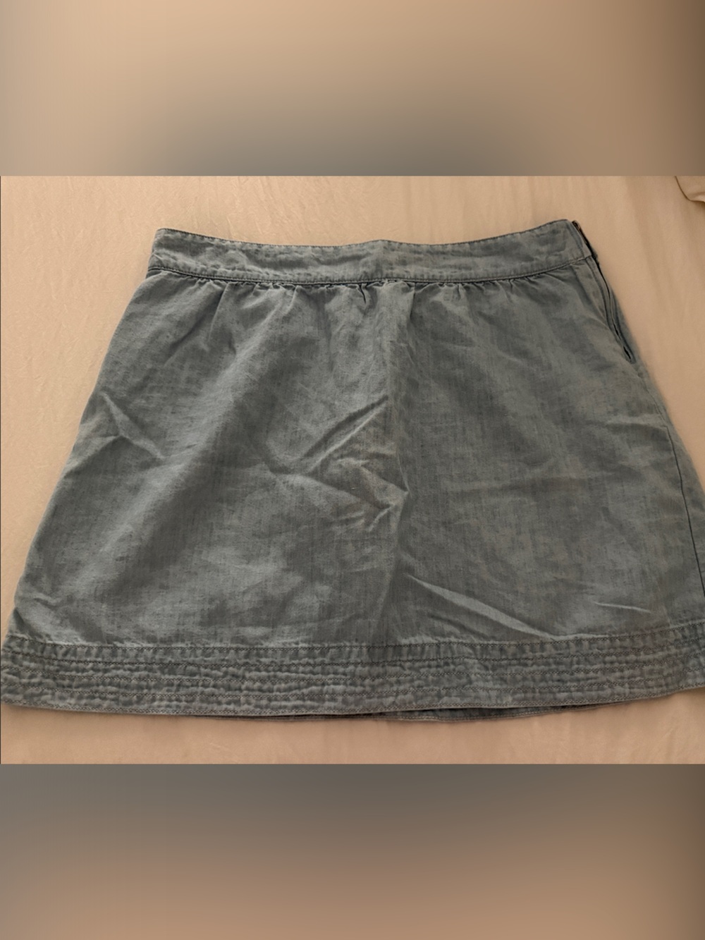 LOFT Washed Denim-Style Mini Skirt in Dusty Blue